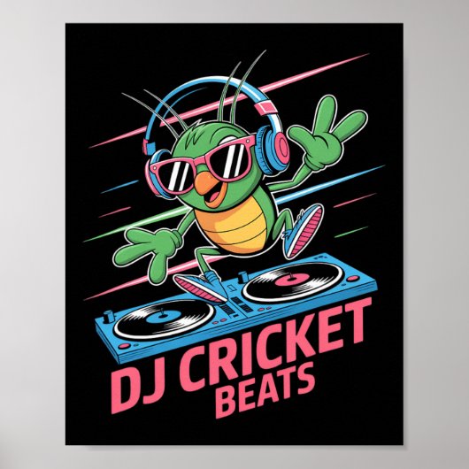 Poster Dj Cricket Rythmes Groovy Musique Amusante (Devant)
