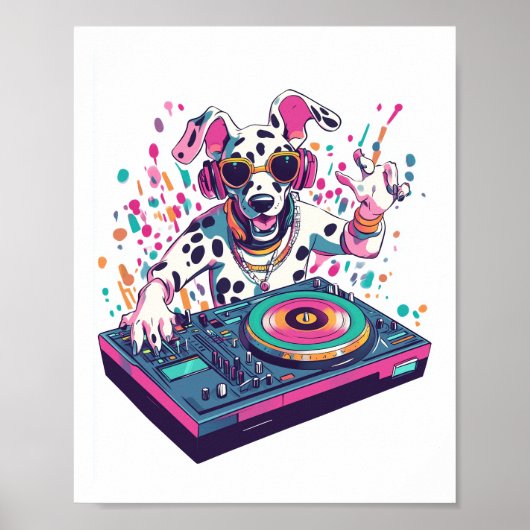 Poster DJ Dalmatien � Soirée EDM Rave Chien (Devant)