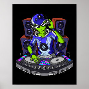 Poster DJ de musique Alien