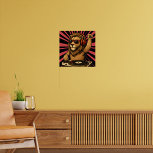 Poster DJ Lion – Musique d'art de style rétro cool