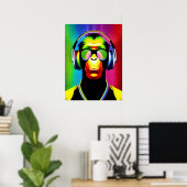 Poster DJ Monkey Music Lover DJ Chimp Humour (Bureau à domicile)