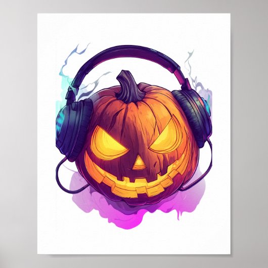 Poster DJ Party Citrouille d'Halloween (Devant)