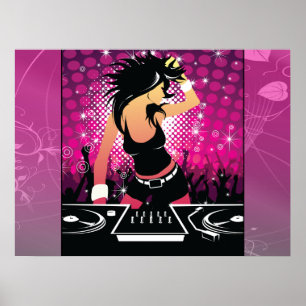 Poster DJ Raver Girl Dancing