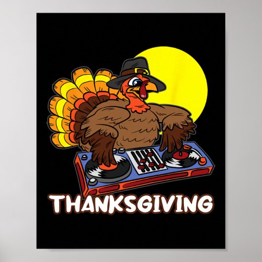 Poster DJ Turquie Thanksgiving Day Cool Fall Dance Music  (Devant)