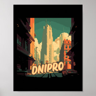 Poster Dnipro Rétro Ukraine Vintage Ukrainien Voyageant T