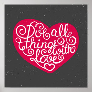 Poster Do All Things With Love Red