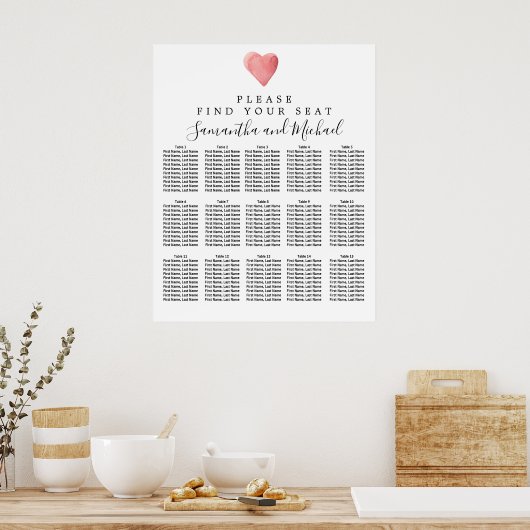 Poster do-it-yourself Carnet de sièges Mariages de 15 tab (Cuisine)