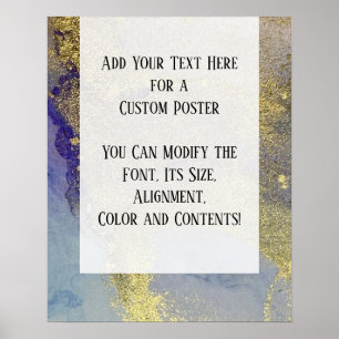 Poster Do-it-yourself d'encre Abstraite d'alcool bleu, vi