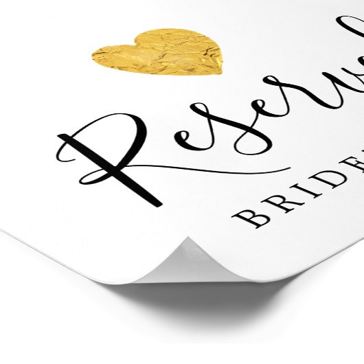 Poster do-it-yourself Gold Foil Coeur Mariage Réservé Sig (Coin)