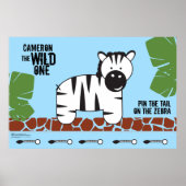 Poster do-it-yourself Pin the tail on Zebra Safari Birthd (Devant)