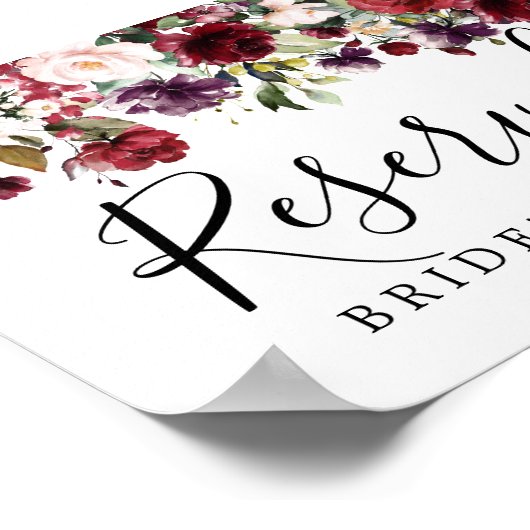 Poster do-it-yourself Rustique Rouge Floral Mariage Réser (Coin)