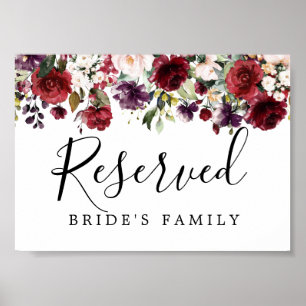 Poster do-it-yourself Rustique Rouge Floral Mariage Réser