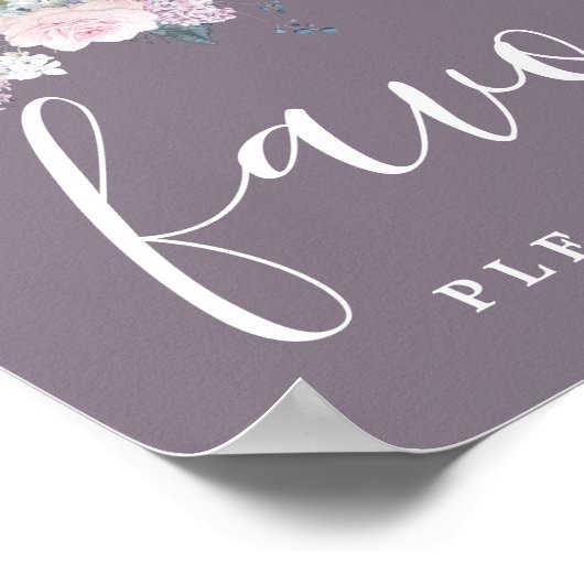 Poster do-it-yourself Rustique Violet Blanc Floral Mariag (Coin)