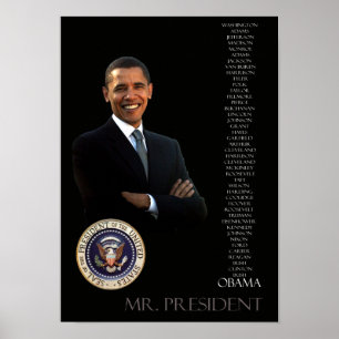 Poster d'Obama - liste des 44 présidents