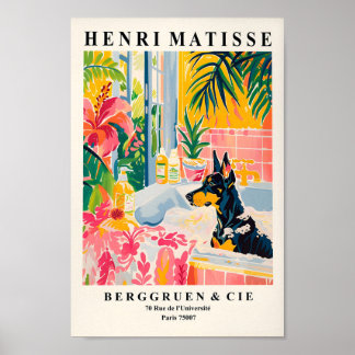 Poster Doberman Art Print, Tropical Bathroom Wall Art, Ar