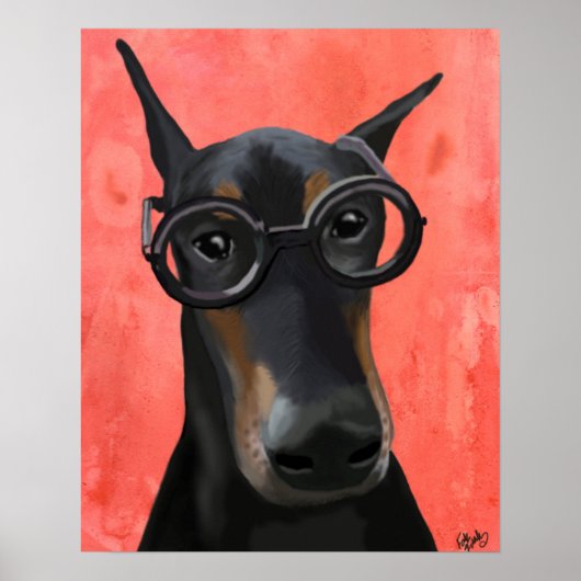 Poster Doberman avec lunettes (Devant)