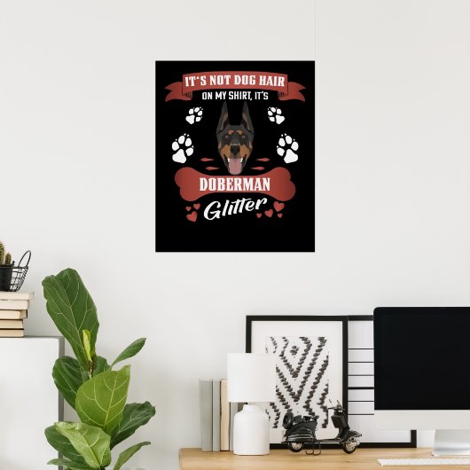 Poster Doberman Chien Parties scintillant cheveux (Bureau à domicile)