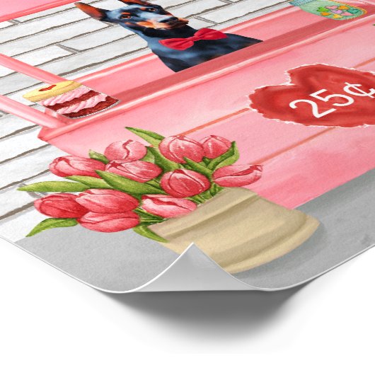 Poster Doberman Chien Valentine's Day Kissing Booth (Coin)