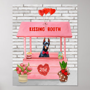 Poster Doberman Chien Valentine's Day Kissing Booth