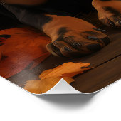Poster Doberman Chiot Automne Citrouille de plaisir (Coin)