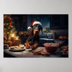 Poster Doberman Christmas Cookies Festive Holiday