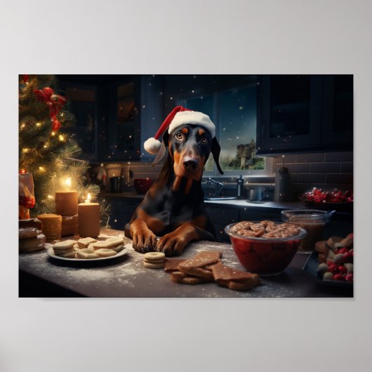 Poster Doberman Christmas Cookies Festive Holiday (Devant)