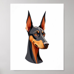 Poster Doberman de l'oreille naturelle