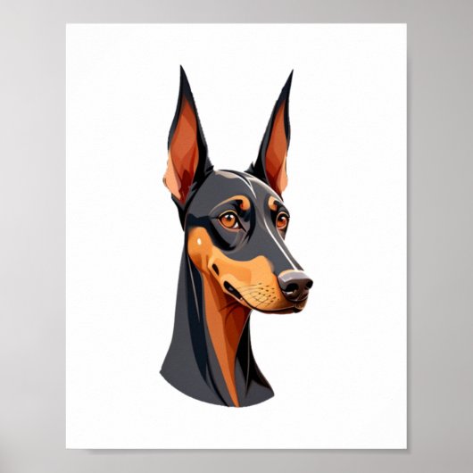 Poster Doberman de l'oreille naturelle (Devant)