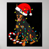 Poster Doberman Dog Christmas Lights Santa Xmas Pet Dog L (Devant)