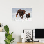 Poster Doberman et Min Pin - REGARDEZ ! Un Mini Moi ! (Bureau à domicile)