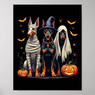 Poster Doberman Halloween Costume maman sorcière fantôme