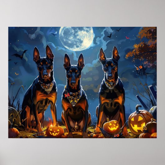 Poster Doberman Halloween Épouvantable (Devant)
