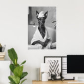 Poster Doberman in Bathrobe, Funny Bathroom Art (Bureau à domicile)