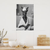 Poster Doberman in Bathrobe, Funny Bathroom Art (Cuisine)