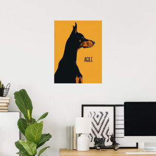 Poster Doberman jaune