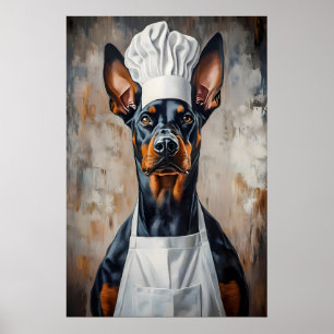Poster Doberman Pinscher en chapeau de chef Poster, Anima