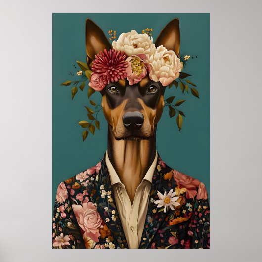 Poster Doberman Pinscher In Suit Poster, Doberman (Devant)