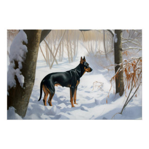 Poster Doberman Pinscher Laisser Neige Noël