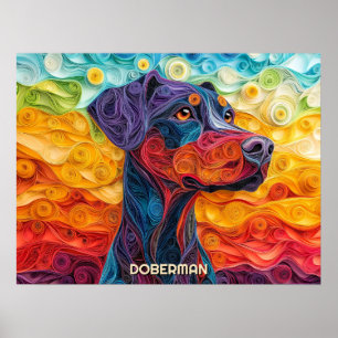 Poster Doberman Quitter Art Chien Portrait