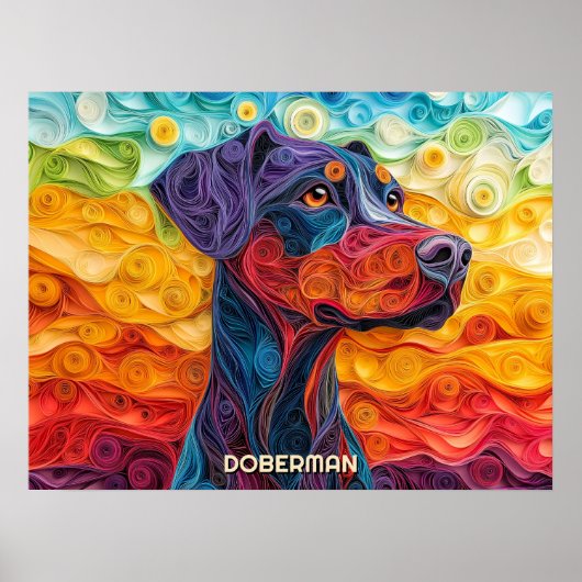 Poster Doberman Quitter Art Chien Portrait (Devant)
