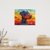 Poster Doberman Quitter Art Chien Portrait (Cuisine)