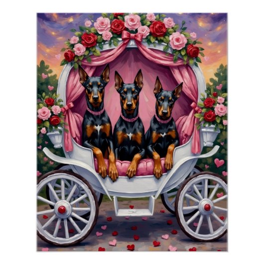 Poster Doberman Saint-Valentin  (Devant)