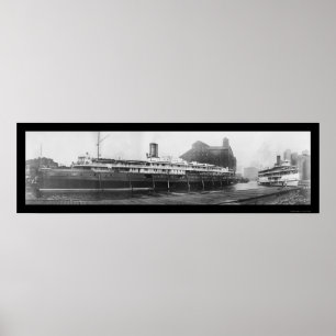 Poster Docks de bateau de Buffalo, photo 1909 de NY