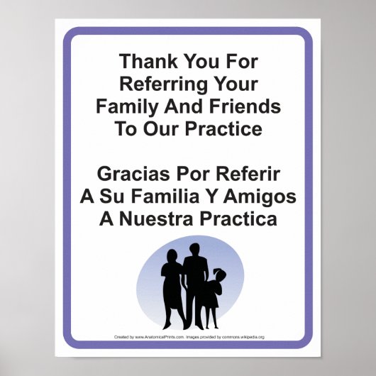 Poster Doctor Office Patient Referral Wall Sign (Devant)