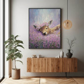 Poster Doe dormant dans le champ de fleurs