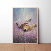 Poster Doe dormant dans le champ de fleurs