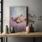 Poster Doe dormant dans le champ de fleurs