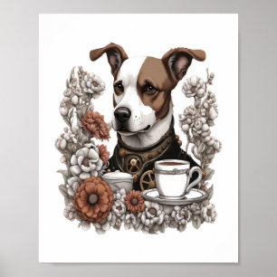 Poster dog anc coffee