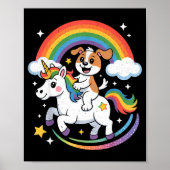 Poster Dog And Unicorn Space Galaxy Rainbow Dogs (Devant)