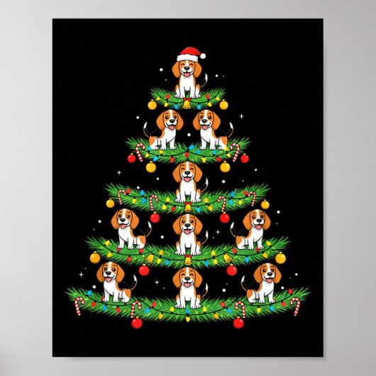 Poster Dog Christmas Tree, Beagle Puppy Holiday Design Fo (Devant)